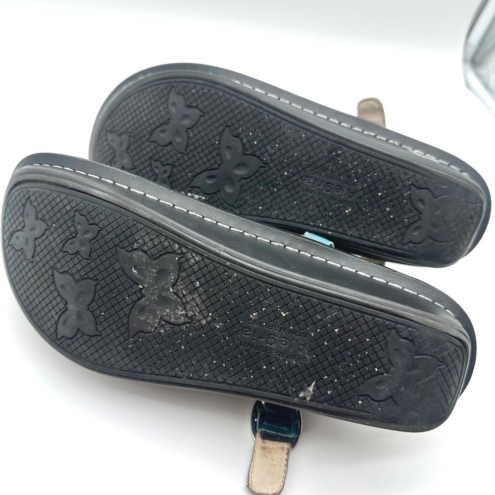 Alegria Seville Blue Teal Mosaic Snakeskin Leather Clogs Swivel Strap 40/9.5-10 - Picture 8 of 11